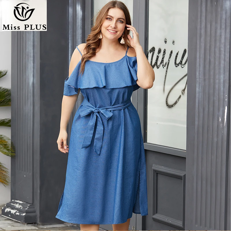 

Plus Size Dress Blue off shoulder Maxi Solid Color Beach casual Summer Dress plus size loose 2019 Summer Clothes Women Clothing