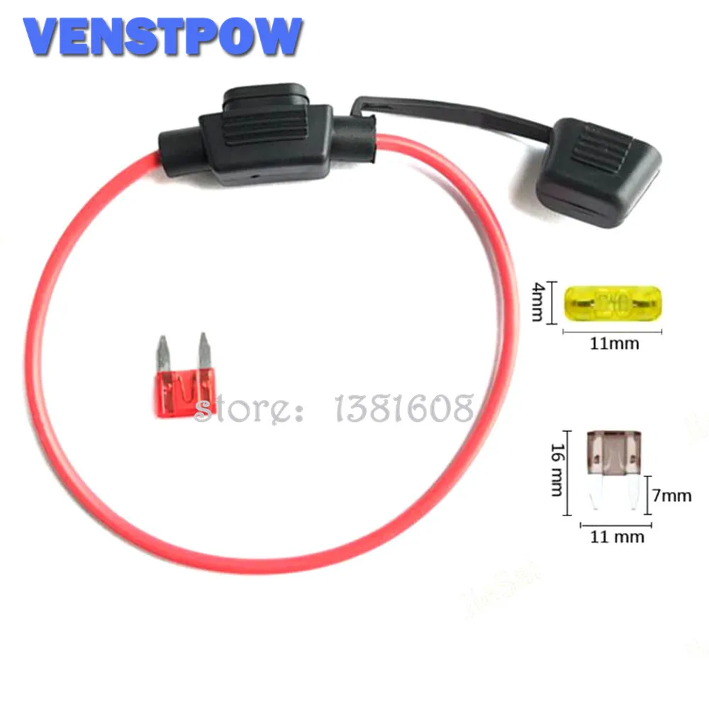 1PC Small Size Auto Fuseholder Waterproof In-Line Car Inline Blade Type Car Safety Fuse Holder with Cover,10A MINI Fuse Optional