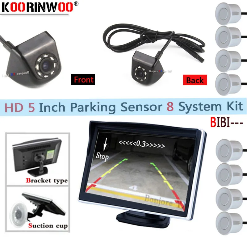 Koorinwoo Car Parktonic Parking Sensors 8 Probe 4 Front camera CCD Rear