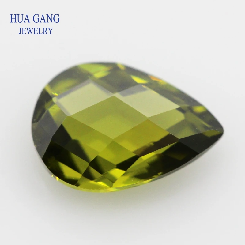 Камень Цирконий Peridot в форме груши двойная шахматная доска искусственный фианит
