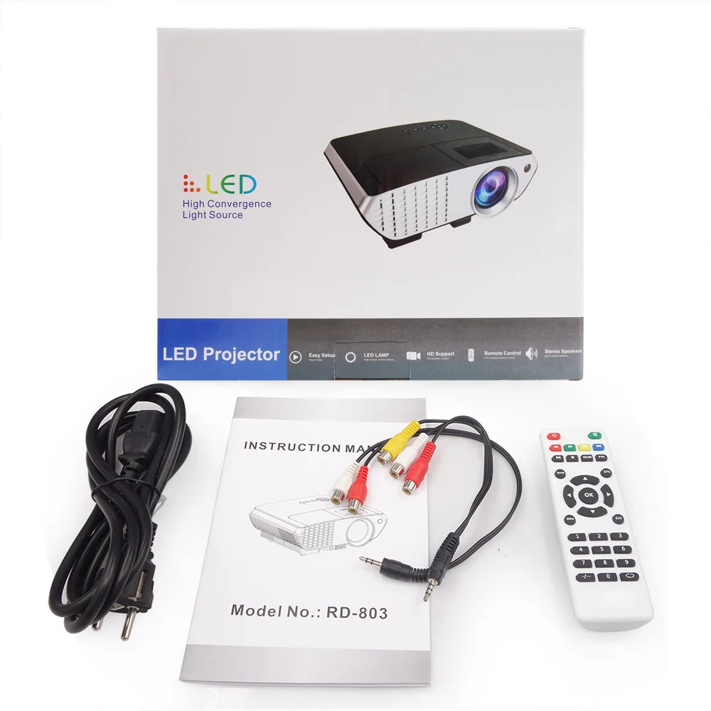 Rigal проектор RD803 LED 2000 люмен 3D домашний кинотеатр LCD видеоприставка HDMI VGA USB|hd led|tv home