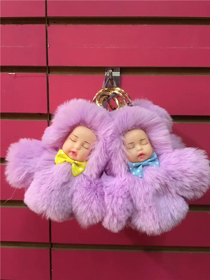 Модный искусственный Рекс помпон из меха кролика спящий детский брелок-игрушка кольцо женская сумка Подвески помпон кукла-брелок для ключей вечерние подарочные брелоки