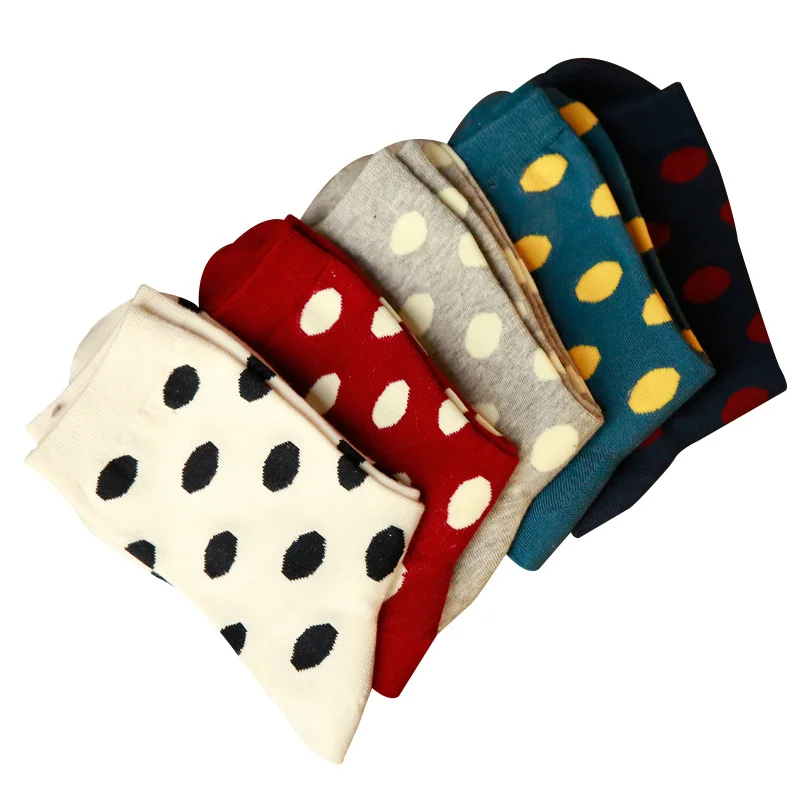 

5 Pairs Women Socks Size 35-39 Big Dots Personality Lovely Funny Socks Absorb Sweat Breathable Deodorant Cotton Meias Calcetines