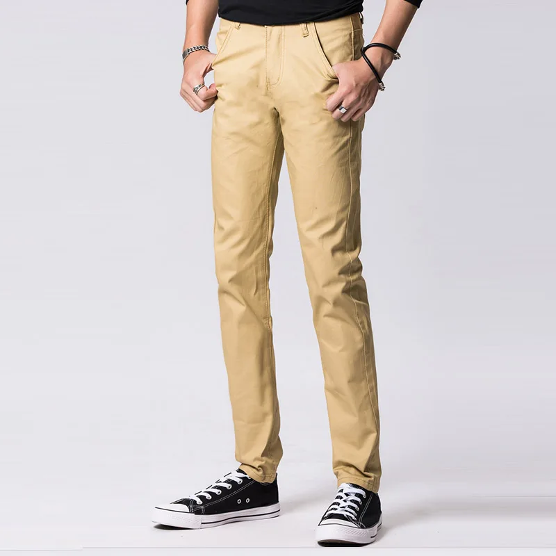 Осень, дизайн, повседневные мужские брюки, хлопковые тонкие брюки, прямые брюки, модные черные брюки цвета хаки, мужские Размеры 29-38
