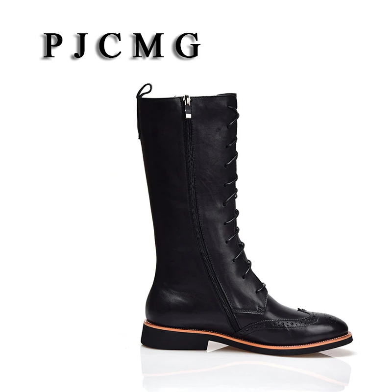 PJCMG/новые удобные брендовые водонепроницаемые мужские мотоциклетные ботинки martin на молнии из натуральной кожи на застежке; официальная обувь