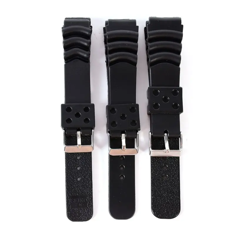 Silicone Rubber Diving Strap Replacement Sport Wrist Watch Band Strap Deployant Clasp Buckle Leather 12-22mm 