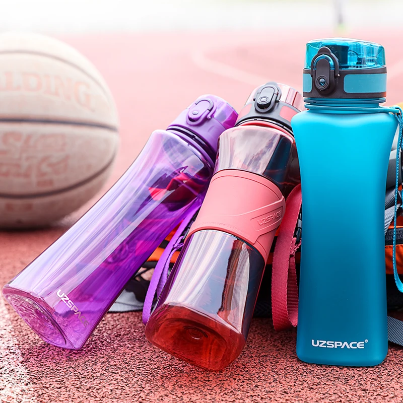 

UZSPACE 500ml 3 Styles Sport Water Bottle Creative Portable Leakproof Plastic Shaker My Drink Bottle Tour Hiking Tritan BPA Free