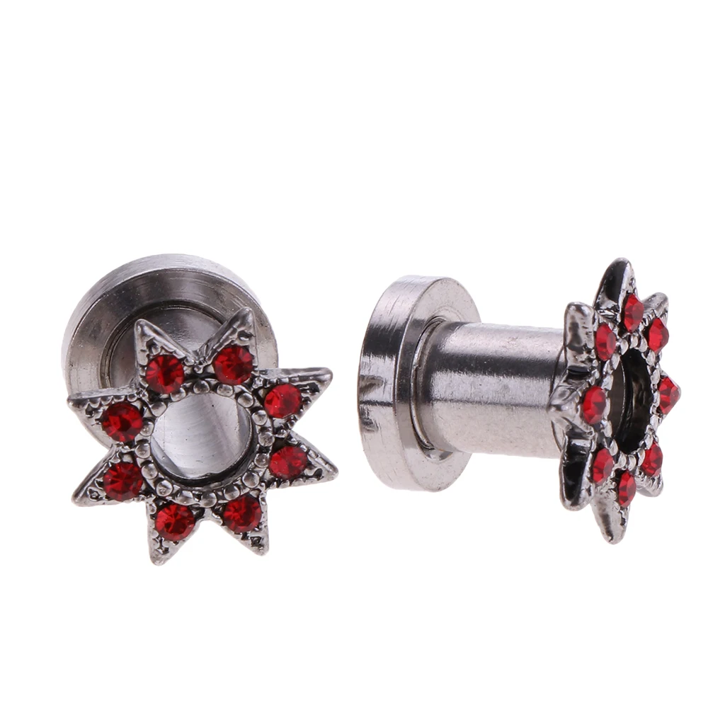 1 Pair Stainless Steel Screw Ear Gauges Flesh Tunnels Plugs Expander 6/8/10/12/14/16/18mm 7 Sizes