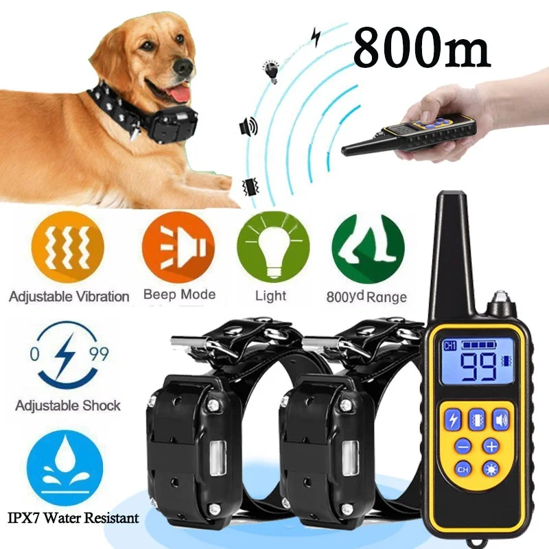 

2018 Electric Dog Training Collar Waterproof Rechargeable Dog Collar With 800m Remote Control LCD Display Pet Training Collar