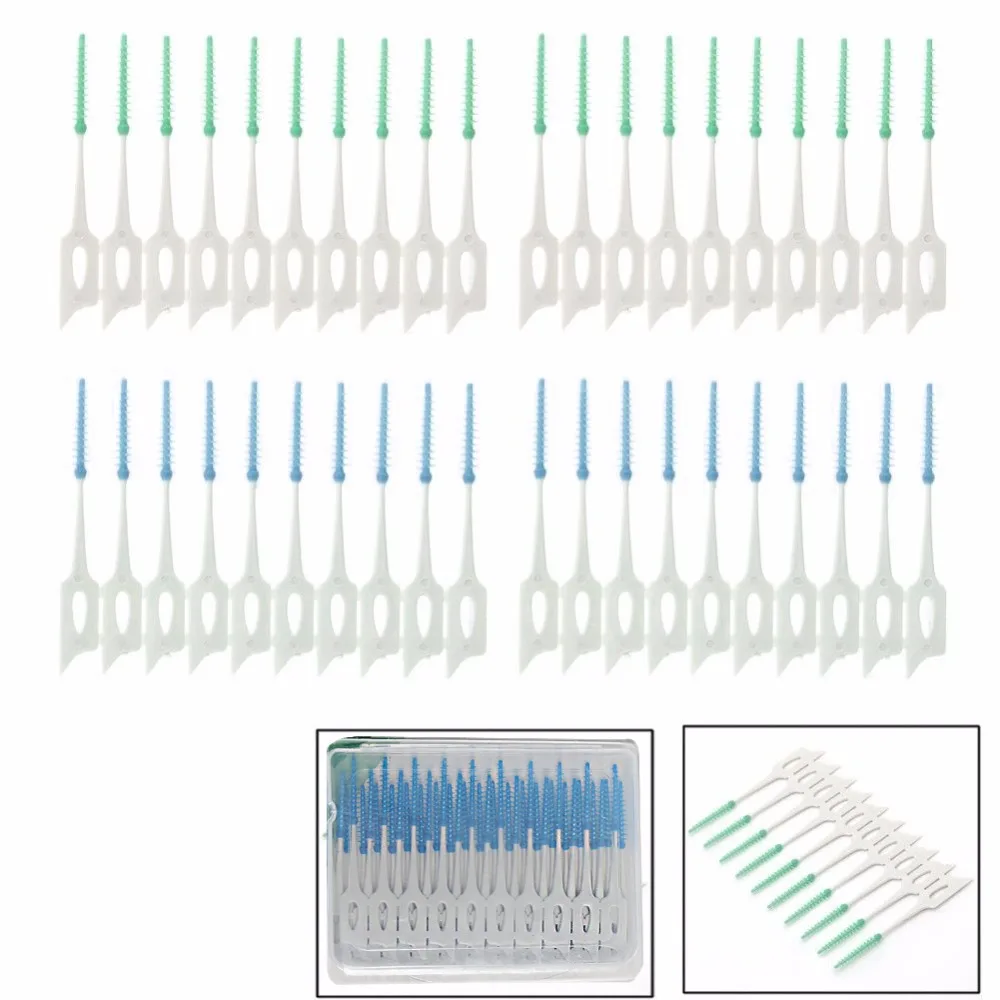 Мягкая чистка между межзубной нитью кисти случайный цвет уход за полостью рта инструмент 40 шт./упак. эластичный массаж десен зубочистка Pro
