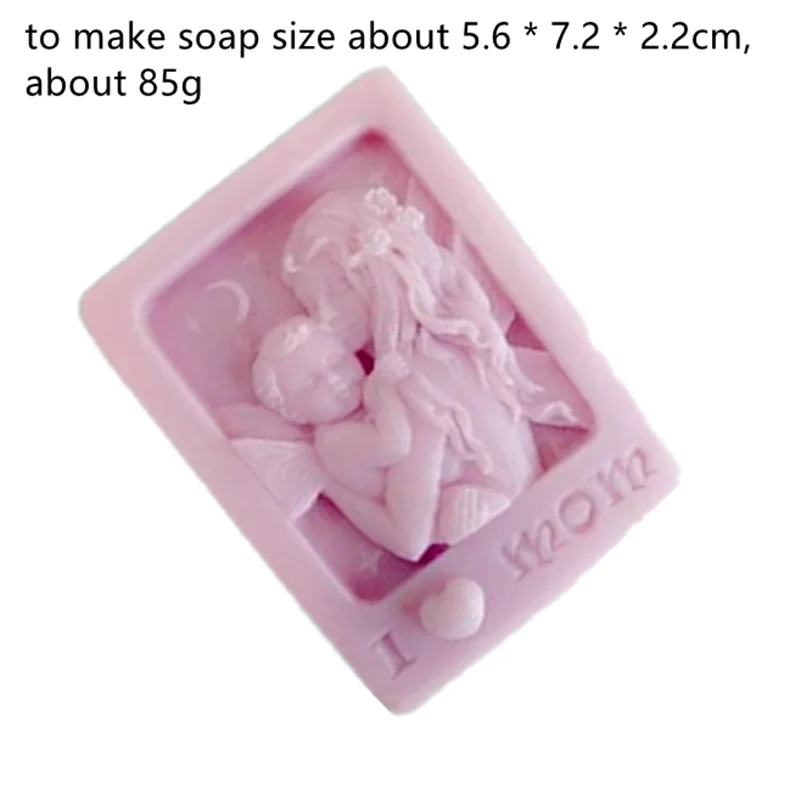 Rectangle Soap Silicone Mold I Love Mom Baby Pattern Square Hand made Soap Making Mold