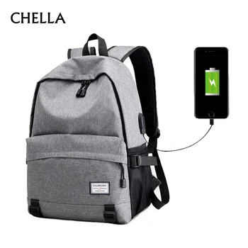 

Anti Theft Man Canvas Backpack USB Rechargeable Laptop Bag Large Capacity Grey Teenager School Back Pack Boy Girl Mochila BP0217