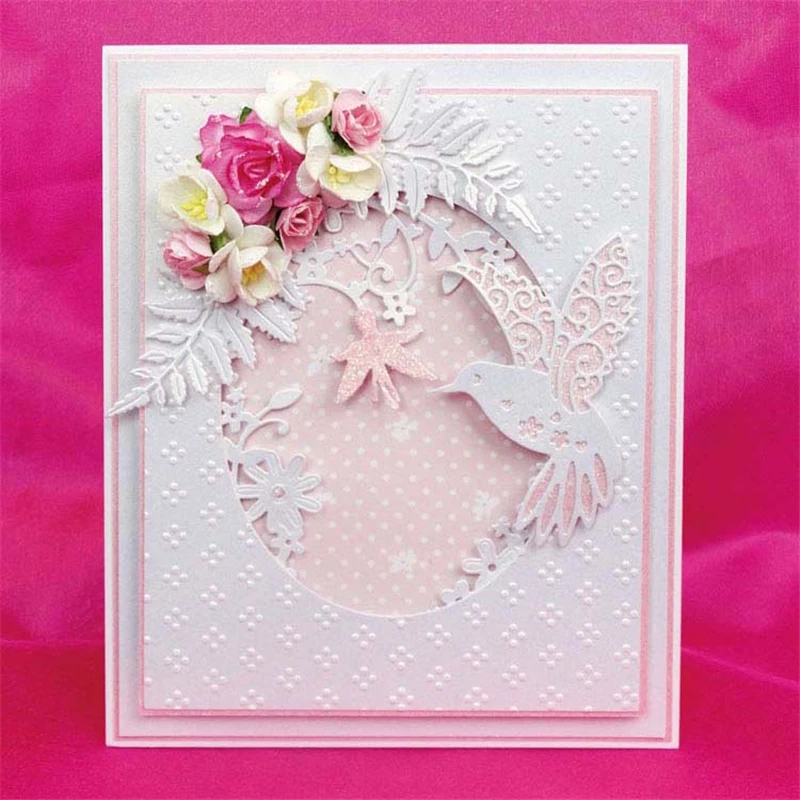 

Naifumodo Humming Bird Leaves Frame Metal Cutting Dies for Scrapbooking New 2019 Crafts Die Cuts Card Making Album Embossing