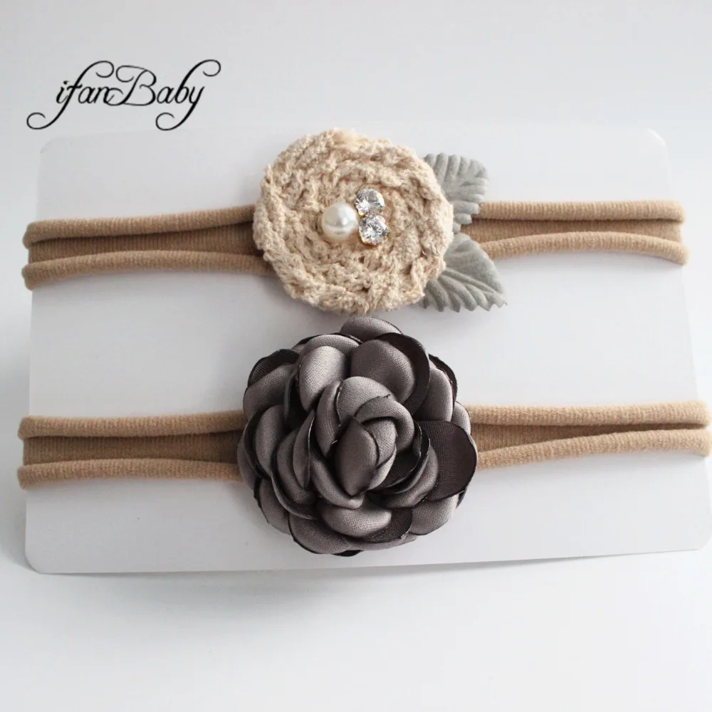 kids girl fabric flower headband nylon headband (2)