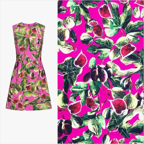 

Fig Printed Fuchsia Polyester Brocade Jacquard Fabric for Autumn Winter A-Line Dress Skirt Coat Jacket Pants Sewing DIY-AF609