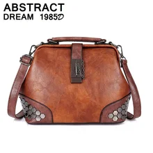 Для женщин сумки модный замок качество классический бренд заклепки корейский курьерские дамы клецки кожа сумки на плечо