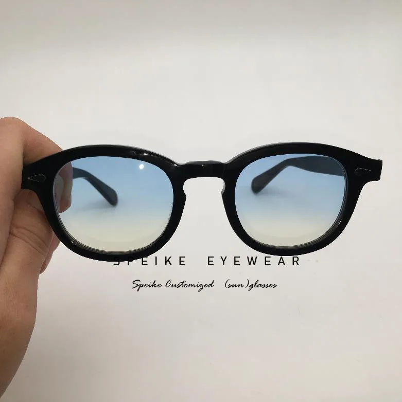 Speike индивидуальные солнцезащитные очки высокого качества Джонни Деппом Lemtosh Стиль черная рамка с тонированные близорукость очки 44/46/49 мм - Цвет линз: LIGHT BLUE-YELLOW