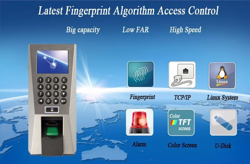 Fingerprint PIN Access Control Time Attendance ZK F18 device Biometric