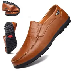 Мужская обувь из натуральной кожи, удобная мужская повседневная обувь, Chaussures, мужская обувь без застежки на плоской подошве, zapatos hombre, 38-46