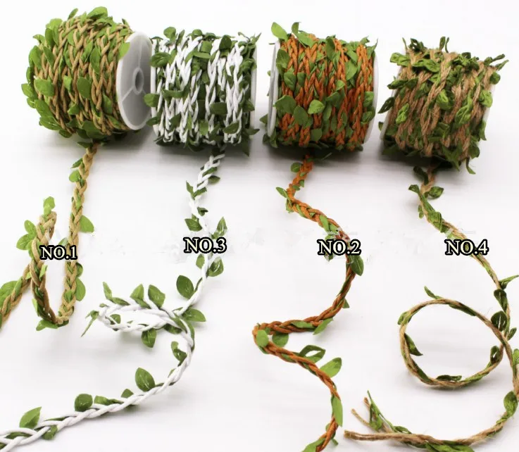 

Hot 5mm Fake Leaves Jute Twine Rope Fake Rattan Decoration Craft String Organic zakka macrame free shipping customized 10m