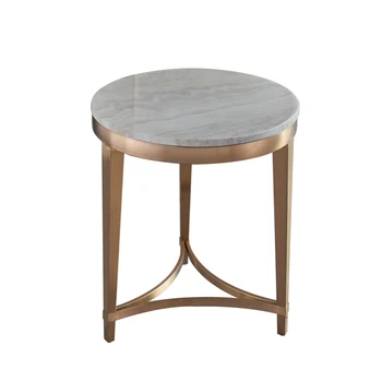 Rose gold brushed marble corner round side table gold-plated sofa side table side cabinet coffee table hotel custom corner table renmen side table walnut