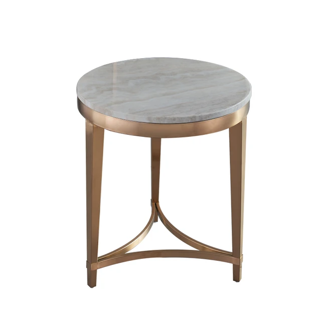 Us 255 55 5 Off Rose Gold Brushed Marble Corner Round Side Table Plated Sofa Cabinet Coffee Hotel Custom In