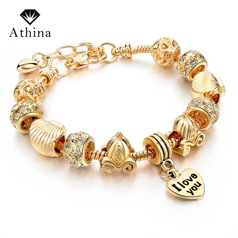 Pulsera de corona de oro para mujer, joyería de moda, abalorio de cristal, pulseras y brazaletes de la Amistad baratos, gran oferta|cheap friendship bracelets|friendship braceletsbracelet women AliExpress