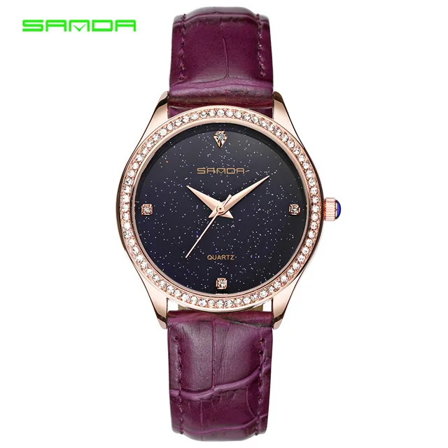 SANDA, модные женские часы montre femme, Топ бренд, роскошные женские кварцевые часы, женские часы, женские водонепроницаемые часы, Reloj Mujer - Цвет: purple