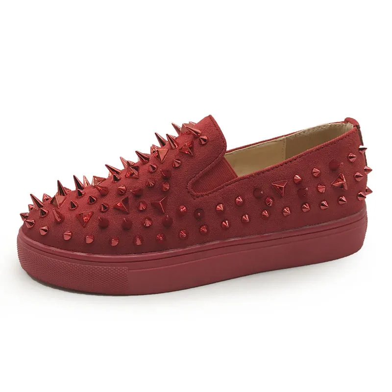 

SWYIVY Woman Loafers Shoes Flats Rivet Fashion Sneakers Lady Casual Shoes Autumn New Slip On Lazy Shoes Comfortable Solid Color