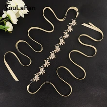 YouLaPanSH107 Блестящий свадебный пояс со стразами золотой лист свадебный пояс сплав лист пояс невесты популярный свадебный пояс на платье