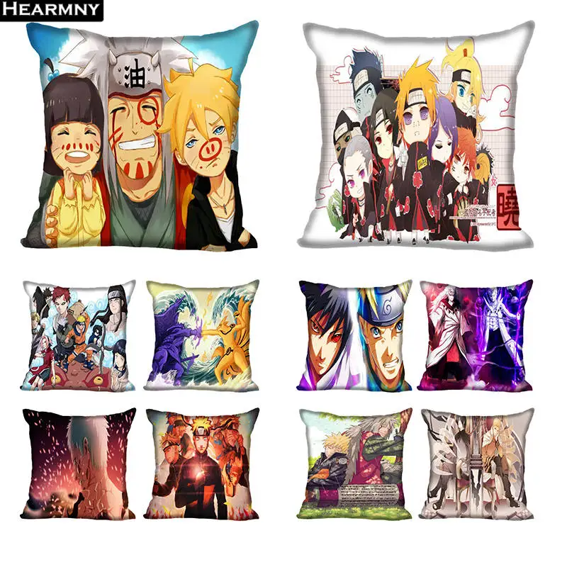Custom Decorative Pillowcase Naruto Anime 01 Square Zippered Pillow Cover 35X35 40x40 45x45cm One Side