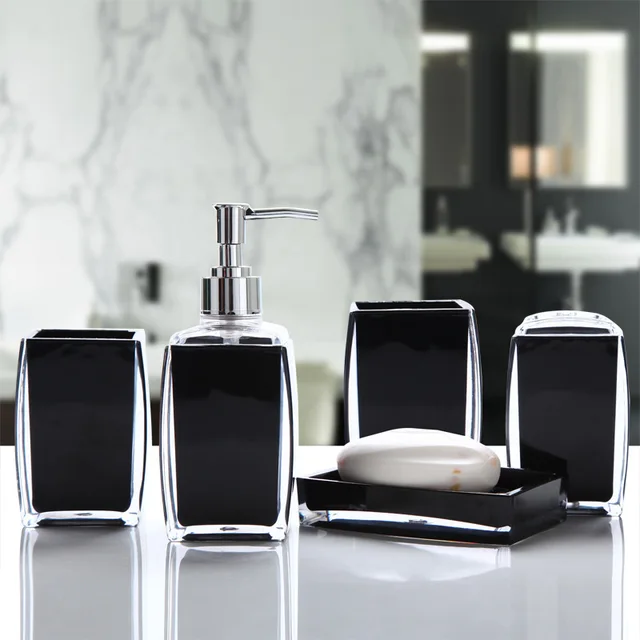 5Pcs/Set Acrylic Hotel Bathroom Toilet Accessories