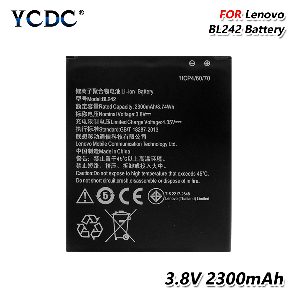 YCDC 3 8 V 2300mAh BL242 перезаряжаемая батарея для Lenovo A6010 Plus лимонная Модель K3 стандартная
