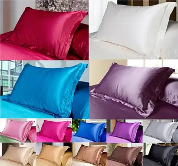 

1pc solid colour satin pillowcase silk imitation 48*74cm5