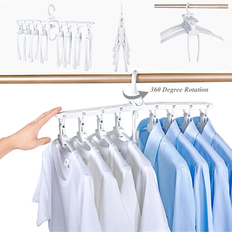 8pcs Multi function 360 Degree Rotation Clothes Storage Rack Creative