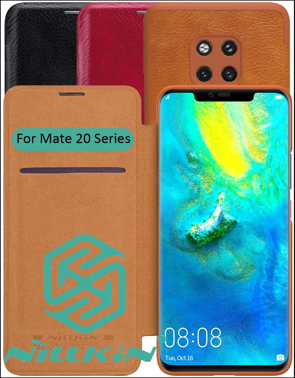 Кожаный чехол книжка Nillkin Qin для Huawei Mate 20 Pro|Бамперы| |
