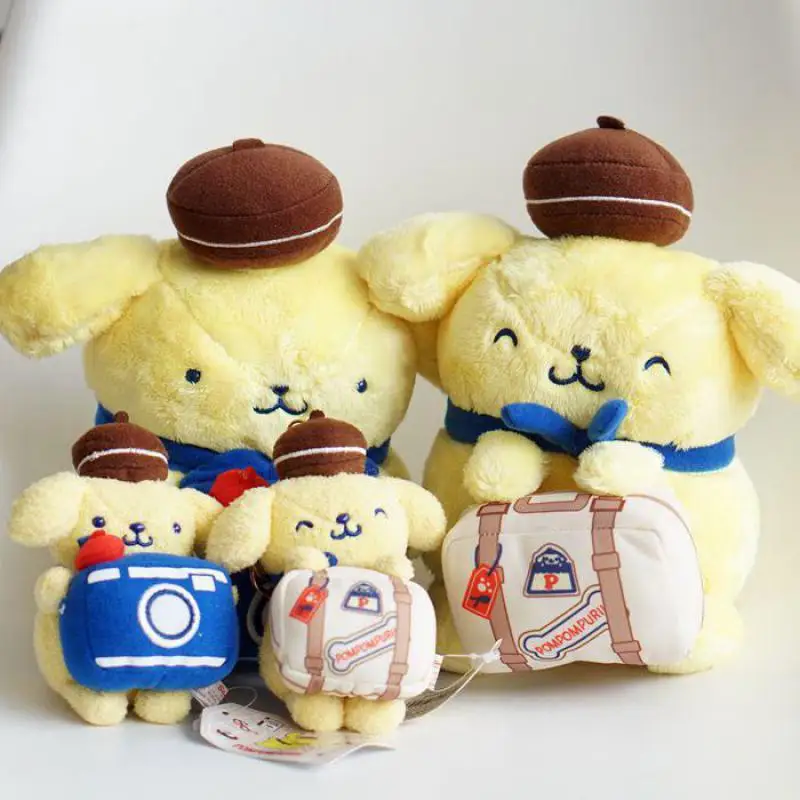 Kawaii Anime Pudding Dog Travel Camera Plush Toy Cute Soft Stuffed Animals Dolls Pendant For