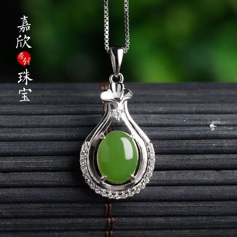 

Asg Choker Necklace Hetian Pendant Factory Direct Selling With Certificate Hollow Women's Ethnic Style Pure Jasper Necklace