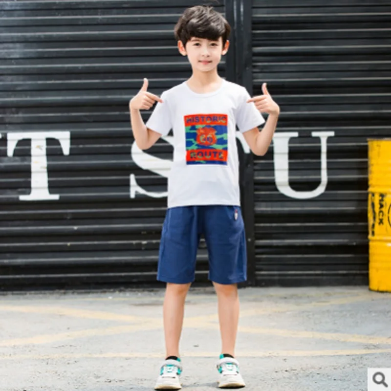 

Boys T Shirt Middle pants Clothing Set 2019 New Summer Kids Clothes Sets Children Suits 2 Piece 3 Letter Colors Size6-14 ly186