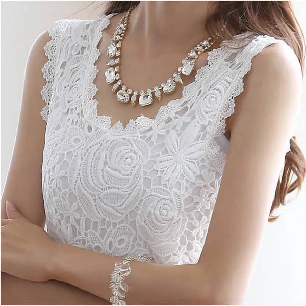 Fashion Women Ladies Lace Floral Strap Solid Tank Vest Tops Blouse Shirt Summer Blusa