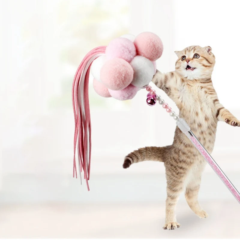 Pet Cat интерактивная игрушка решение скуки ворсовая кошачья палочка игрушечные лошадки с перо плюшевые шары