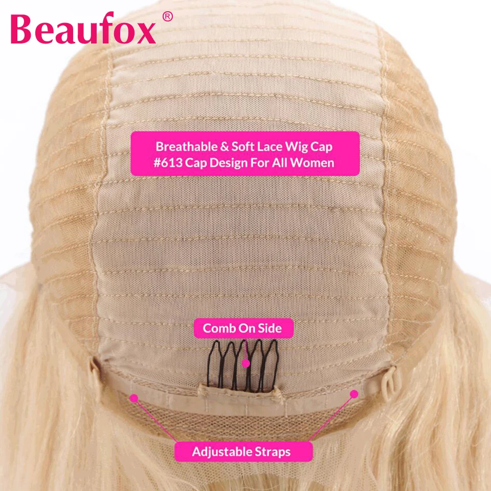 Beaufox Blonde 613 Lace Front Wig Pre Plucked Malaysian Straight Hair Wig 13x4 Lace Front Human Hair Wigs 150% Blonde Wigs Remy (7)
