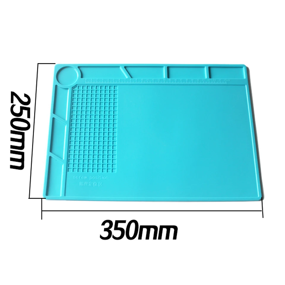 M-Triangle 35*25cm Solder Mat Heat Insulation Silicone Repair Mat Premium Magnetic with Scale Ruler and Screw Position 