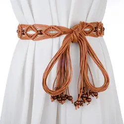 Модная универсальная женская вязаный пояс ручной работы юбка украшения цепи живот tieclasps бисером пояса