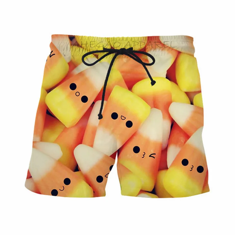 Кавайные смайлики конфеты повседневные Шорты Красочные летние для серфинга шорты унисекс смешные уличная сетка дышащии эластичные для талии шорты