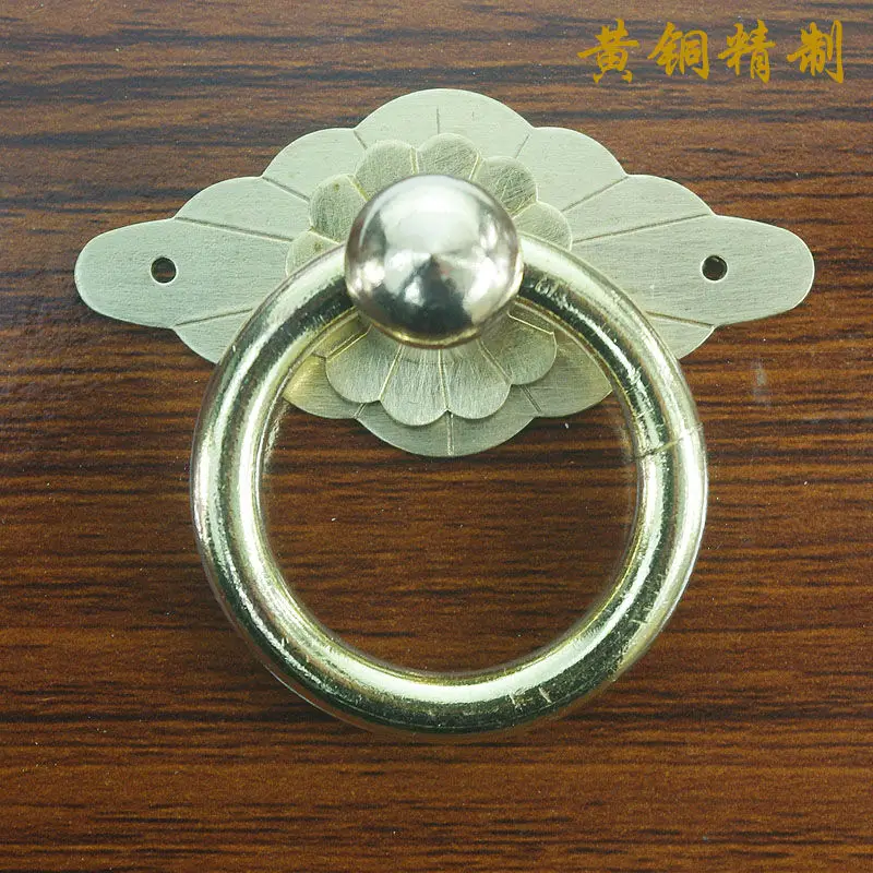

60*30mm Copper cabinet handle Chinese antique bookcase wardrobe handle Furniture drawer handles rings handle