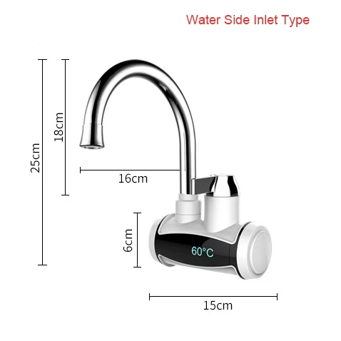 Мгновенный Электрический нагрев кран кухонный проточный мгновенный нагреватель горячей воды для ванной комнаты с дисплеем температуры 3000 Вт ЕС - Цвет: Water side inlet