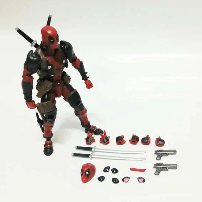 Series NO.001 Revoltech Deadpool Venom No.003 Spider ManNo.002 004 Iron Man With Bracket PVC Action Figure Collectible Model Toy