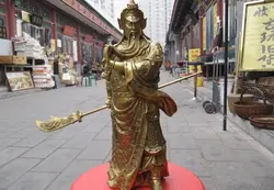 150624 S1851 Китай Латунь изысканные ремесленное известный Дракон Гуань Гун Гун Юй воин скульптуры