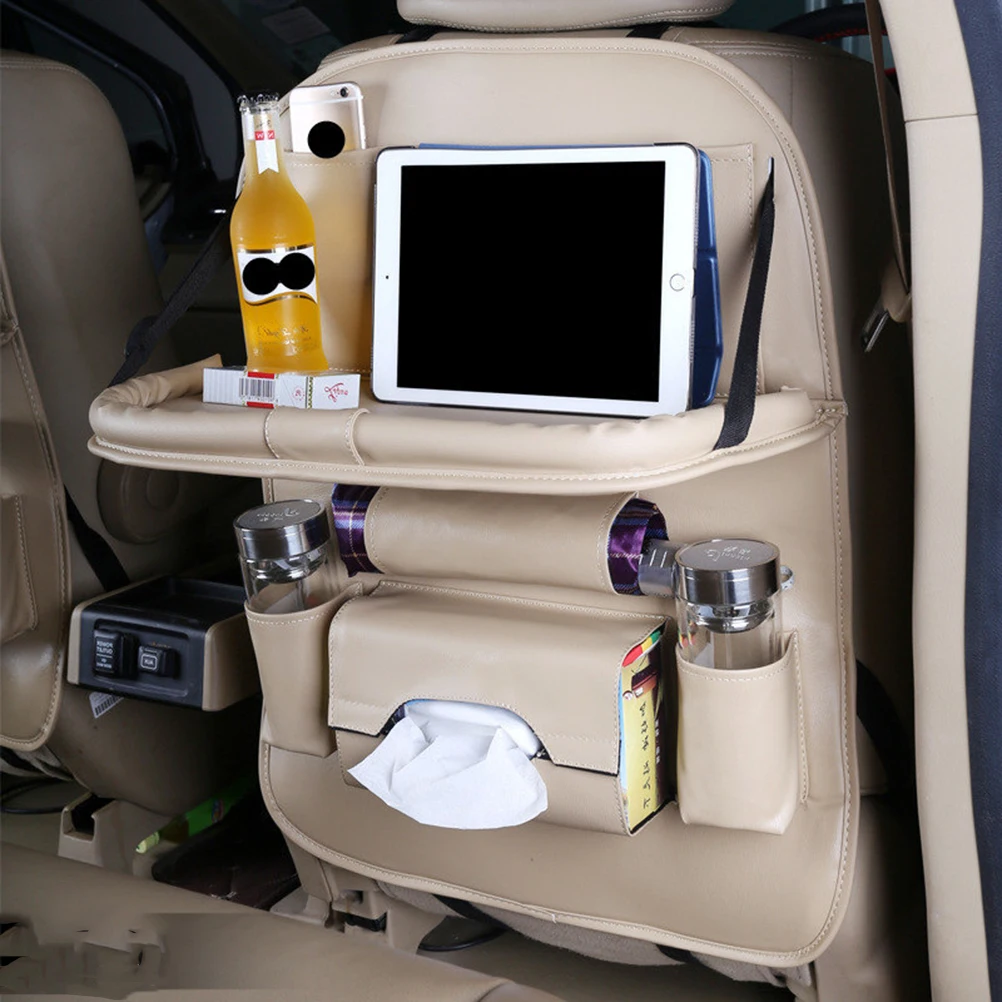 

PU Leather Car Back Seat Organizer Auto Seat Tray Accessories Organisateur Siege Voiture Car Organizer Seat Asiento Almacenaje